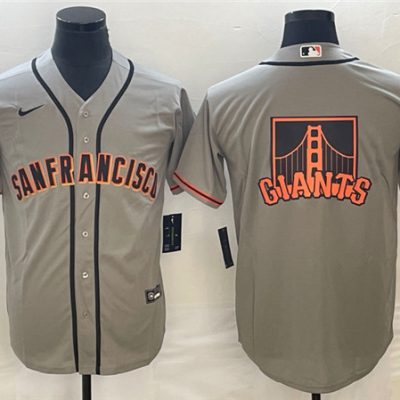 Men San Francisco Giants Gray Team Big Logo Cool Base Stitched Jersey