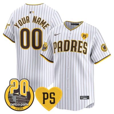 Youth San Diego Padres Active Player Custom White  For Pete And Petco Park 20th Patch Cool Base Stitched Baseball Jersey